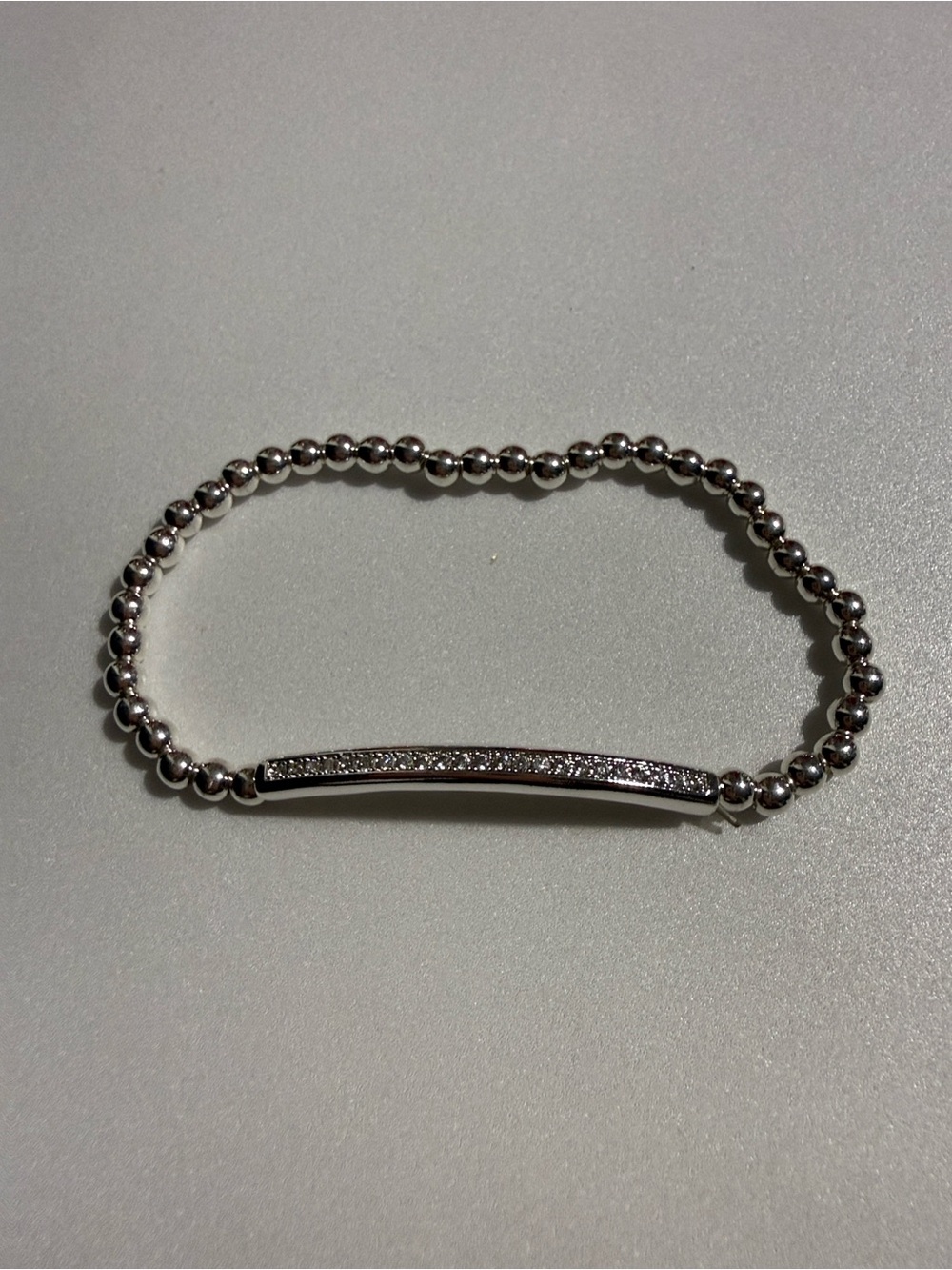 Silver Beaded Bar Bracelet - Women's Fashion Jewelry